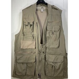 Nikoata Exploration Team Mens Utility Vest Khaki Multi-Pocket Fishing‎ Safari M